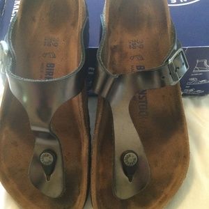 Birkenstock Gizeh Metallic Anthracite 39, US 8